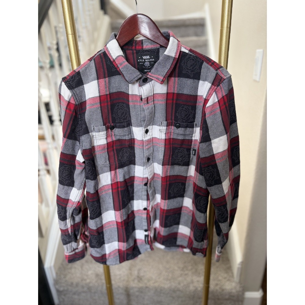 Vans Kyle Walker Plaid Rose Flannel Shirt Grunge Skater Goth Thrasher Punk M
